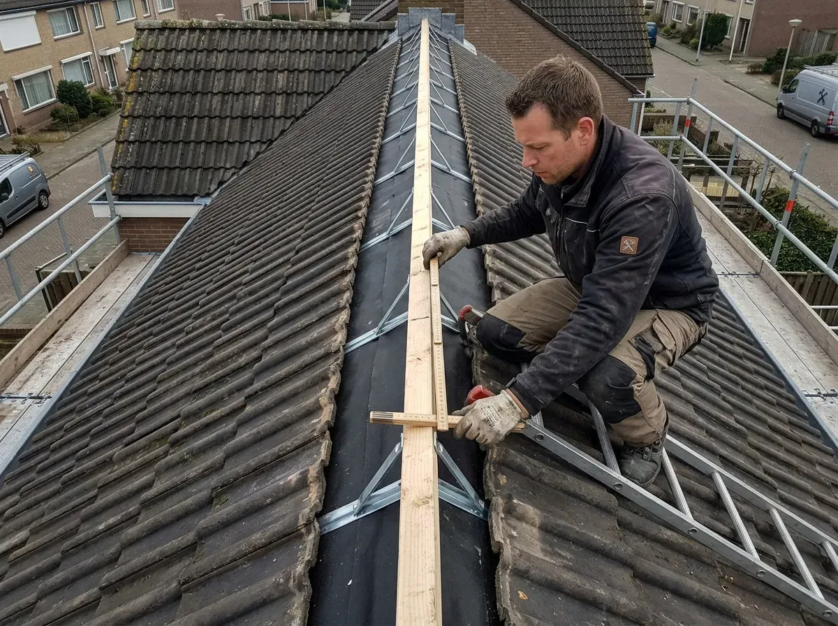 Ruiterlat meten op het dak